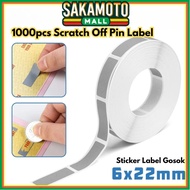 1000pcs Scratch Off Pin Label Sticker Label Rub PIN Voucher ScratchPOLOS 6 X 22mm Cover BR096