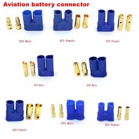 1Pcs EC2 EC3 EC5 EC8 Battery Connector Kit Male/female Gold-plated banana plug RC components