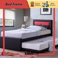 EWJ 3363 Single Divan Bed+Pull Out Bed(PVC Brown) Murah Cantik Morden Katil Bujang Pull Out