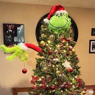 Boneka Grinch, patung raksasa hijau, boneka Grinch Krismas.