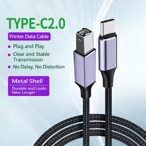 USB Type C to USB B 2.0 Data Cable For MacBook Pro HP Canon Brother Epson Dell Printer Type C Printe