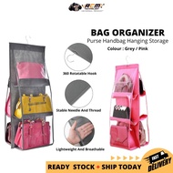 RCM 2021 6 Pockets Large Clear Purse Handbag Hanging Storage Bag Organizer Travel