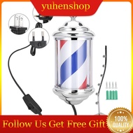 Yuhenshop 28cm Barber Shop Pole Rotating Lighting Red White Blue Stripe Light Stripes Sign Hair Wall Hanging LED Downlights