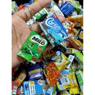 PROMOSI Random quality Keychain box drink air kotak real MINIATURE pocky Milo koko crunch nescafe ai