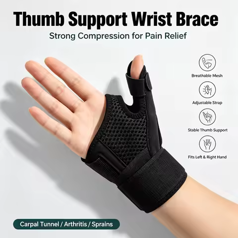 Thumb Support Brace for Tendonitis & Arthritic Pain, Breathable Stabilizer Wrap Fit Most Adults, Wea