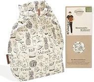 Kumanu Organic Beeswax Cloth Bread Bag Krummelkarl H 35 cm x W 29 cm with Stand Base and Closure Nat