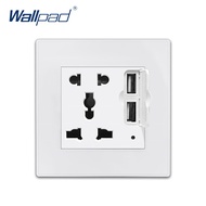 2 USB 5 Pin Socket Wallpad Luxury White Wall Power Electrical Outlet Sockets PC Panel 5V 3.1A