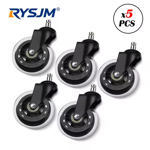 1/5PCS Swivel Rubber Caster Wheels 3 Inch Office Chair Caster Wheels Replacement 60KG Soft Safe Roll