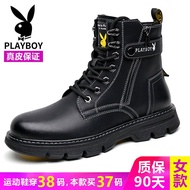 Playboy Dr. Martens Boots High Top British Style Genuine Leather All-Match Height Increasing Insole Leather Boots Summer