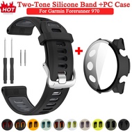 Soft Silicone Band+Screen Case For Garmin Forerunner 970 Hard PC Protective Cover For Forerunner 970