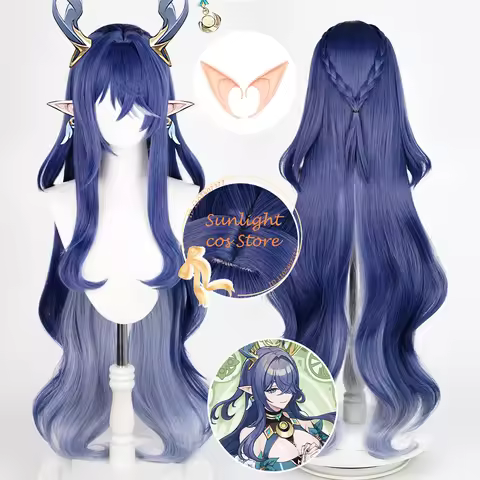 Lauma Cosplay Wig 100cm Blue Gradient Wigs Heat Resistant Synthetic Hair For Women Costumes Hallowee