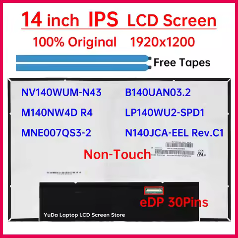 14" IPS Laptop LCD Screen NV140WUM-N43 B140UAN03.2 N140JCA-EEL Rev.C1 LP140WU2-SPD1 M140NW4D R4 MNE0