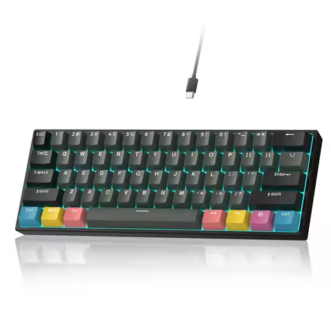 XVX H61 Wired Hot Swappable Mechanical Keyboard Hot-swap RGB Type-c Connection 60 Percent Gaming Ret
