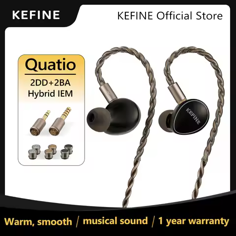 KEFINE Quatio 2DD+2BA Hybrid Driver Hifi Wired IEM Earphones with CNC Metal Housing & Detachable 0.7
