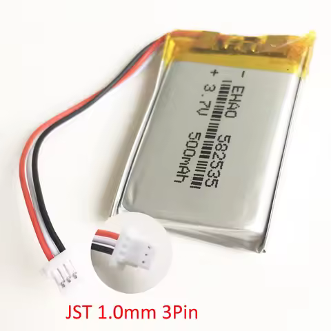 3.7V 500mAh Lipo Rechargeable Battery 582535 + JST 1.0mm 3Pin For MP3 GPS DVD Bluetooth Recorder Hea
