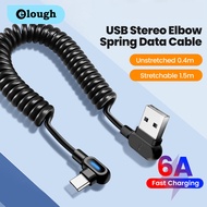 Elough 6A Spring Data Cable 90° Elbow Fast Charging USB C Data Cable Wire