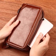men wallet wallet men Genuine Cowhide Texture Zipper Wallet Long Men Storage Document Cash Wallet Oi