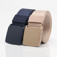 Outdoor Men's and Women's Tactical Belt Student Military Training Nylon Pant Belt Breathable Plastic Buckle Canvas Belt