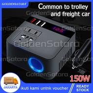 Car Power Inverter Mobil DC 12V/24V to AC 110V/220V 150W Konverter Mobil 3 Outlet 3 Adaptor Fast Cha