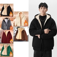 Echo Ridge Thick, loose-fitting, campus-style men's lamb fleece zip-up jacket for winter