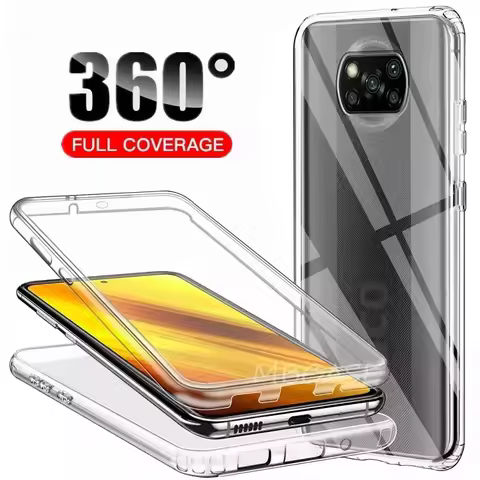 360 Double PC+Silicone Cases for Xiaomi Poco X3 NFC X5 Pro Full Body Cover Redmi Note 12 Pro Plus 11