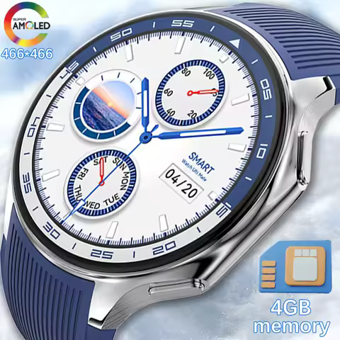 Smart Watch Men's 466*466 AMOLED HD Screen 4GB Memory 3D Surround Vision Watch BT Call IP68 Waterpro