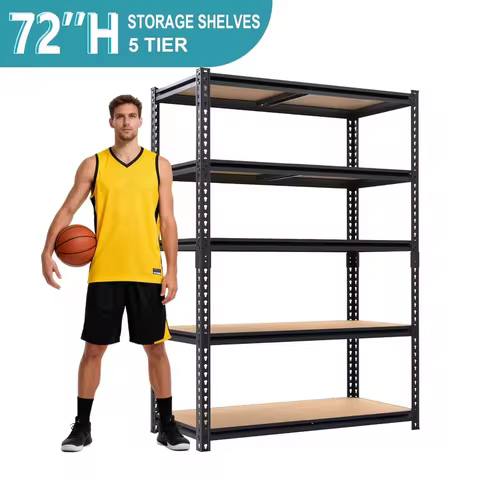 5 Layer 2000LB Heavy Duty Storage Rack Adjustable Metal Shelving Unit For Garage Basement Studio Gym