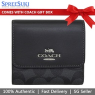 Coach Wallet In Gift Box Small Wallet Small Trifold Wallet In Blocked Signature Canvas Black # CE930