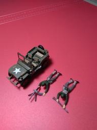 二戰德軍“【美軍】”精緻玩具.模型.公仔.裝備.兵人.配件.1:72.美軍半金屬吉普車+2人組！ 