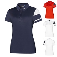 new2024 J.LINDEBERG Summer short-sleeved casual outdoor sports breathable sweat-wicking quick-drying comfortable ladies golf polo shirt top ANEW J.Lindeberg PINGˉ☼