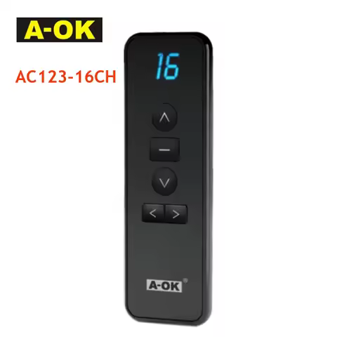 A-OK AC123 Series Black Handheld Remote Controller for A OK Electric Curtian RF433 Motor,Wireless Co