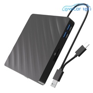 เครื่องเล่น CD/DVD แบบ6 In 1 USB3.0 Type-C อ่านแผ่นซีดีเขียนซ้ำเข้ากันได้กับ Win Mac OS TF ช่องเสียบ