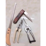 Combo bộ làm vườn 4 món hàng Nhật loại 1: cưa lách kéo cắt cành kéo tỉa cành dao ghép cấy