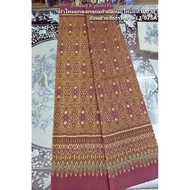 Silk Sarong Woven 6-Shuttle Raised With Glass Flowers Natural Color Size 1x2 Meters Red With Gold Sp