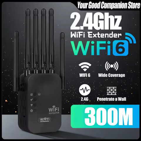 Dual Network interface WiFi 6 Repeater Signal Amplifier Router 300Mbps Signal Booster Cellular commu