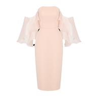 NICHP Elegant Satin Midi Dress with Flared Sleeve Detail in Lavender