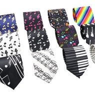 ZONFAZ Men's Fashion Classical Music Silk Tie Musical Notes Neckties Piano Guitar Pattern Ties Weddi