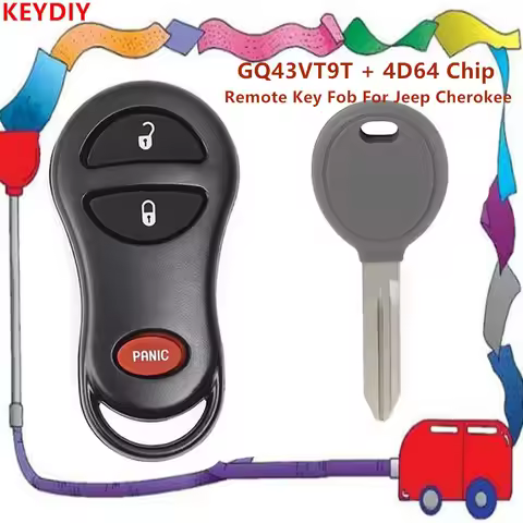 GQ43VT9T 4D64 Chip Transponder Remote Key 315MHz 3 Buttons For Jeep 1999 2000 2001 Cherokee 2002 200