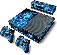 Gam3Gear Pattern Series Decals Skin Vinyl Sticker for Xbox ONE Console &amp; Controller (NOT Xbox One Elite / Xbox One S / Xbox One X) - Blue Flame Skull