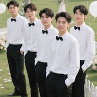Groom Suit Brothers Suit Group White Shirt Suit Suit Summer Long-Sleeved Shirt Groom Wedding Plus Si