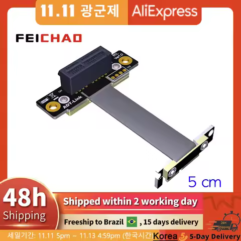 Dual 90Degree Right Angle PCIe 3.0 x1 to x1 Extension Cable R11SL-TL 8G/bps High-Speed PCI Express 1