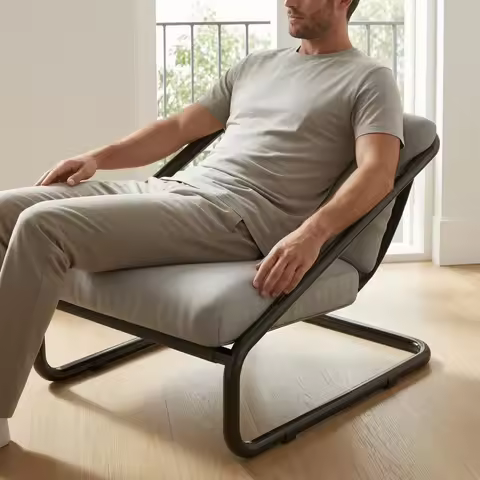 Armless Lounge Chair Upholstered Reclining Lounge Chair Lounger Carbon Steel Seating Furniture Black