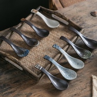 Japanese Ceramic Small Spoon Retro Rice Spoon Spoon Restaurant Household Drinking Spoon Kitchen Spoo