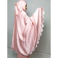 Telekung Sarah Sulam Bunga Satin Silk Jacquard