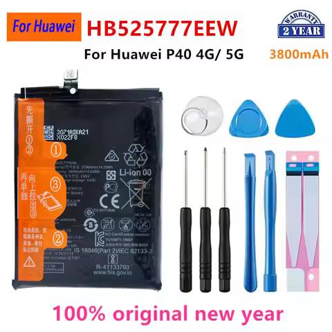 100% Orginal HB525777EEW 3800mAh Phone Battery For HUAWEI P40 4G 5G Replacement Batteries+Tools