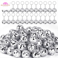 50Pcs Mini Disco Ball Keychain, Mirror Disco Ball Bulk Keyring Party Favors for 70s 80s Disco Party 