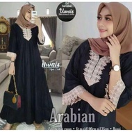 Daster Arab Lengan 3/4 Renda Jumbo Arabian Panjang Rayon Kerut Pendek