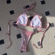 Sexy shiny pearl thong bikini swimsuit