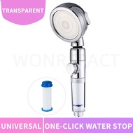 Skincare High Pressure 3 Mode Shower Head Adjustable Water Pressure With Stop Button Water Saving Shower Filter Shower Head