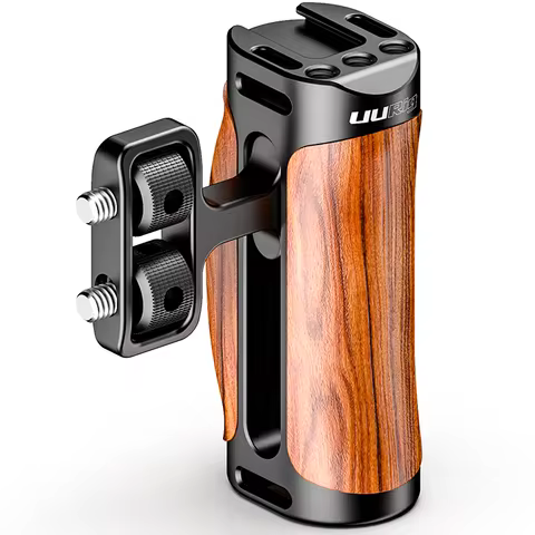 Ulanzi R075 Camera Video Handle Grip Universal Wooden Handle with Cold Shoe Mount 1/4 3/8 Thread Hol